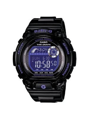 Casio Women&#39;s BLX100-1B Baby-G Shock Resistant Glide Black and Blue Multi-Function Watch