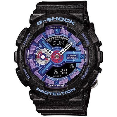 Casio G-Shock Purple Dial Black Resin Quartz Male Watch GMAS110HC-1A
