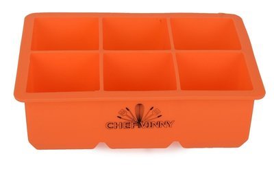 Chef VInny 6 Cavity Silicone king Ice Cube Tray Orange