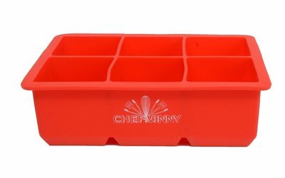 Chef Vinny 6 Cavity Silicone king Ice Cube Tray red