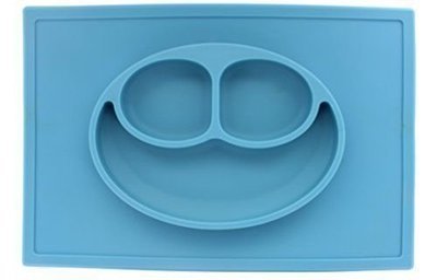 Chef Vinny Large Smiley Face Silicone Baby Placemat (Blue) …