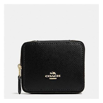 Coach JEWELRY BOX IN CROSSGRAIN LEATHER Travel F66502 Black