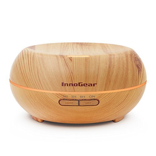 InnoGear Aromatherapy Essential Oil Diffuser Ultrasonic Cool Mist Diffusers with 7 Color LED Lights Waterless Auto Shut-off, Wood Grain, 200 mL