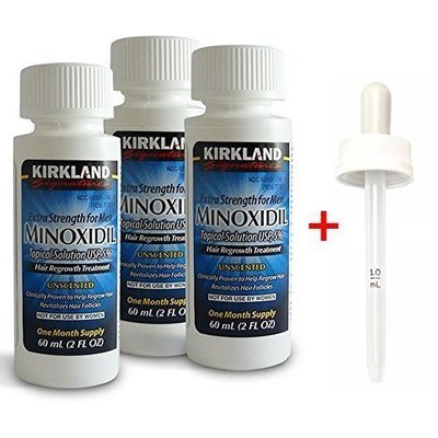 Kirkland Signature Minoxidil Hair Regrowth Solution For Men - 3 Month Supply ,Package Includes Child-Resistant Dropper Applicator