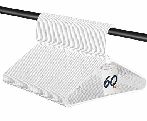 Best Standard Everyday White Plastic Hangers, Made in USA Long Lasting Tubular Hangers, Value Pack of 60.