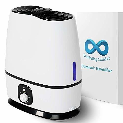 Everlasting Comfort Ultrasonic Humidifier (6L) - Essential Oil Tray, High Mist Output, Adjustable Knob and 360 Deg. Nozzles. Ultra Quiet, Auto Shut Off, Night Light, Large Capacity Vaporizer