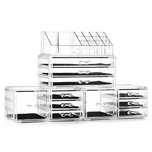Felicite Home Acrylic Jewelry and Cosmetic Storage Makeup Organizer Set, 4 Piece