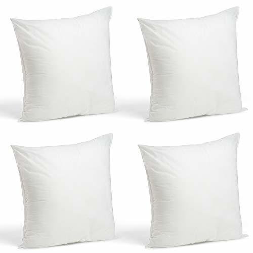 Foamily Set of 4 Premium Hypoallergenic Stuffer Pillow Insert Sham Square Form Polyester, 18&quot; L X 18&quot; W, Standard/White