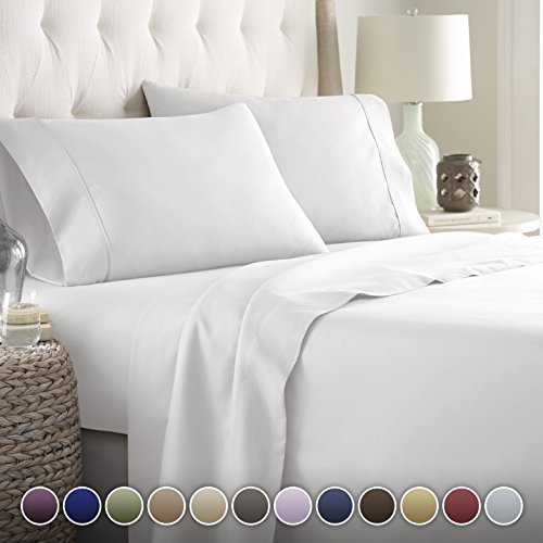 Hotel Luxury Bed Sheets Set- 1800 Series Platinum Collection-Deep Pocket,Wrinkle &amp; Fade Resistant (King,White)