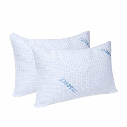 Plixio Deluxe Cooling Shredded Memory Foam Pillow with Bamboo Hypoallergenic Cover- 2 Pack Queen