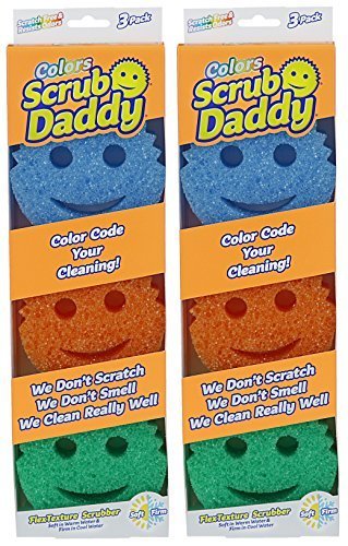 Scrub Daddy - Flex Texture Sponge, 6 Pack - Colors And Packaging May Vary