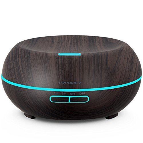 URPOWER Essential Oil Diffuser, 200ml Wood Grain Aromatherapy Diffuser Ultrasonic Cool Mist Aroma Humidifier with Adjustable Mist Mode, Waterless Auto Shut-Off, 7 Color LED Lights &amp; 4 Timer Settings