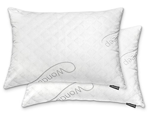 WonderSleep PREMIUM Adjustable Loft [Queen Size 2-Pack] - Shredded Hypoallergenic Memory Foam Pillow For Home &amp; Hotel Collection + Washable Removable Cooling Bamboo Derived Rayon Cover - 2 Pack Queen