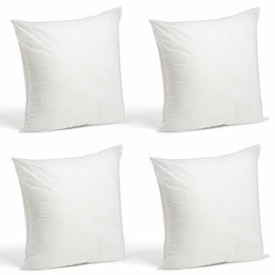 Foamily Set of 4 Premium Hypoallergenic Stuffer Pillow Insert Sham Square Form Polyester, 18&quot; L X 18&quot; W, Standard/White