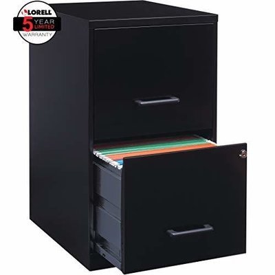 Lorell 14341 18 Deep 2-Drawer File Cabinet, Black