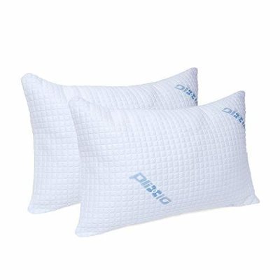 Plixio Deluxe Cooling Shredded Memory Foam Pillow with Bamboo Hypoallergenic Cover- 2 Pack Queen