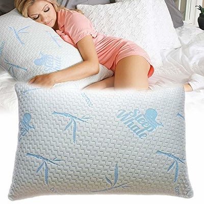Sleep Whale - Premium Adjustable Shredded Memory Foam Pillow Derived from Bamboo - Luxury Design - Queen