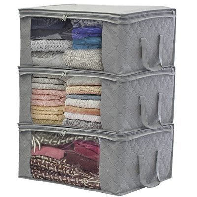 Sorbus Foldable Storage Bag Organizers, Large Clear Window &amp; Carry Handles, Great for Clothes, Blankets, Closets, Bedrooms, and more