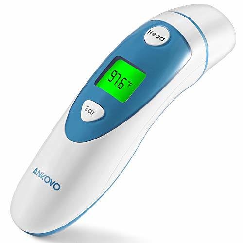 ANKOVO Digital Medical Infrared Forehead and Ear Thermometer for Baby ,Kids and Adults with Fever Indicator CE and FDA Approved