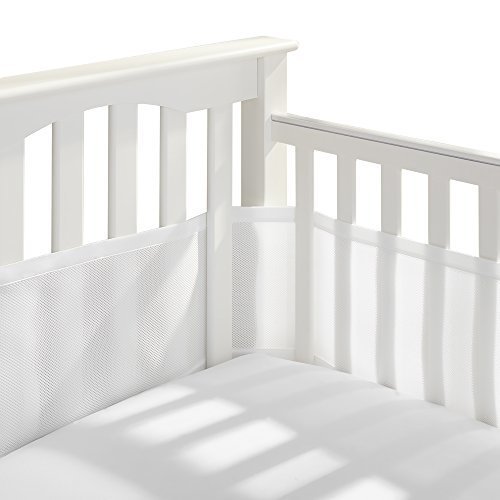 Breathable Baby Breathable Mesh Crib Liner | Doctor Endorsed | Prevents Babies from Getting Stuck in Crib Slats | Fits 4 Sided Slatted &amp; Solid Back Cribs | White