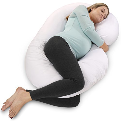 PharMeDoc Full Body Pregnancy Pillow - Maternity Pillow for Pregnant Women - C Shaped Body Pillow w/ 100% Cotton Pillow Cover