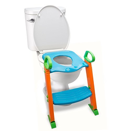 Potty Toilet Seat with Step Stool ladder, (3 in 1) Trainer for Kids Toddlers W/ Handles. Sturdy, Comfortable, Safe, Built In Non-Slip Steps W/ Anti-Slip Pads. Excellent Potty Seat Step Boys Girls Baby