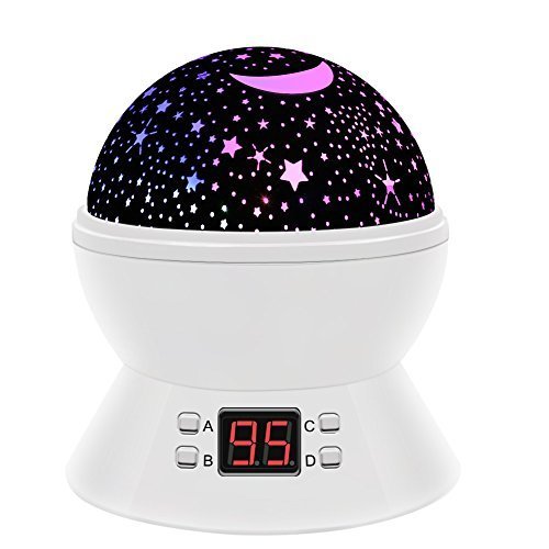 SCOPOW Colorful Constellation Star Sky Kids Night Projector Lamp with LED Timer, Auto-Shut Off and 360 Degree Rotation, White