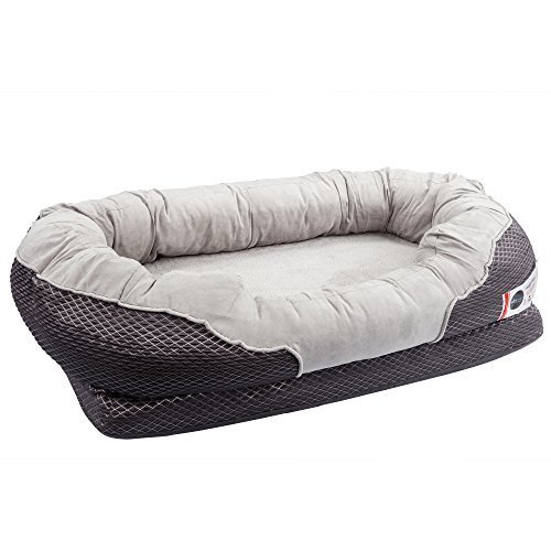 BarksBar Large Gray Orthopedic Dog Bed - 40 x 30 inches - Snuggly Sleeper with Nonslip Orthopedic Foam