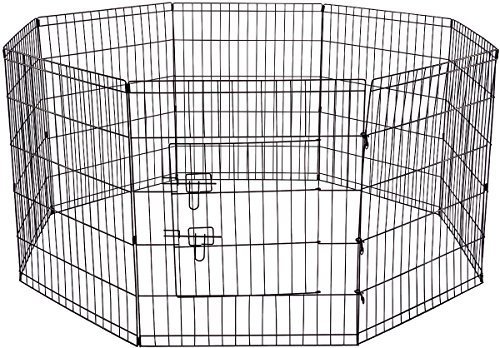 OxGord Metal Wire 8-Panel Folding Exercise Yard Fence for Pets, 24 Inch, Black