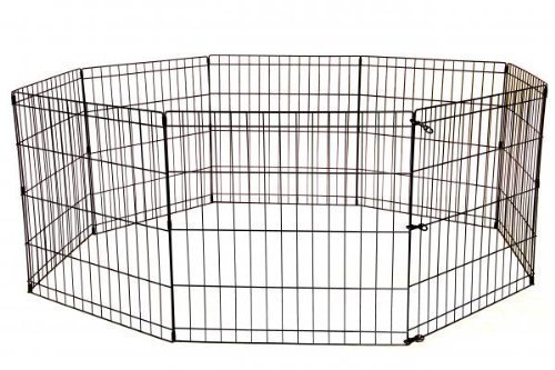 Tall Dog Playpen Crate Fence Pet Kennel Play Pen Exercise Cage -8 Panel Black