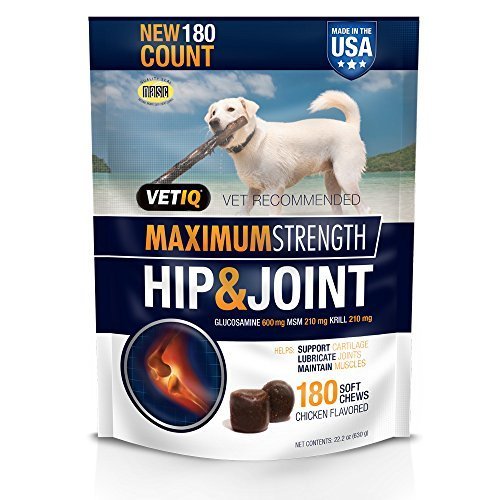 VetIQ Maximum Strength Hip &amp; Joint, 180 Chicken Flavored Soft Chews for Dogs, 22.2 oz