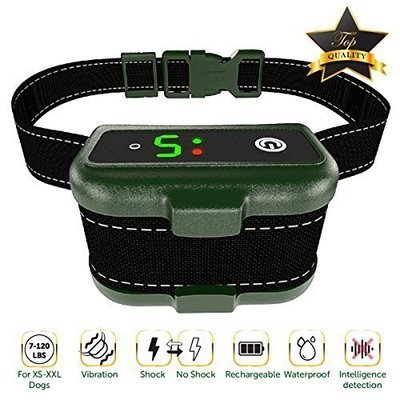 [NEWEST 2018] RECHARGEABLE Bark Collar - Smart Detection Chip - Dual Stop Anti-Barking Mode: Beep/Vibration, Shock for Small, Medium, Large Dogs - IPx7 Waterproof - No Bark Safe Training