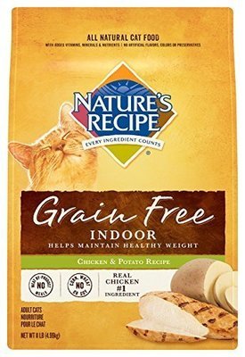 Nature&#39;s Recipe Grain Free Dry Indoor Cat Food, Chicken and Potato Recipe, 11-Pound