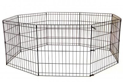 Tall Dog Playpen Crate Fence Pet Kennel Play Pen Exercise Cage -8 Panel Black