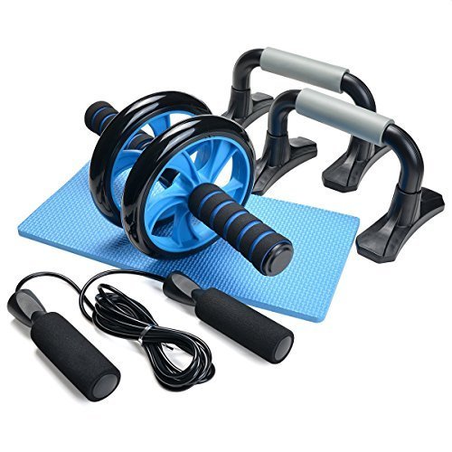 3-In-1 AB Wheel Roller Kit - Odoland AB Roller Pro with Push-Up Bar, Jump Rope and Knee Pad - Perfect Abdominal Core Carver Fitness Workout for Abs - with Workout Guide