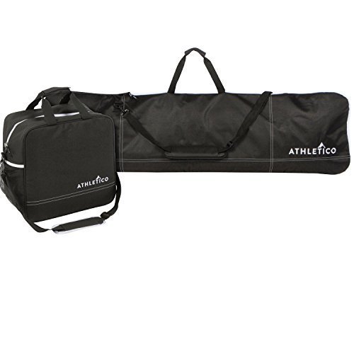 Athletico Two-Piece Snowboard and Boot Bag Combo | Store &amp; Transport Snowboard Up to 165 CM and Boots Up To Size 13 | Includes 1 Snowboard Bag &amp; 1 Boot Bag (Black)