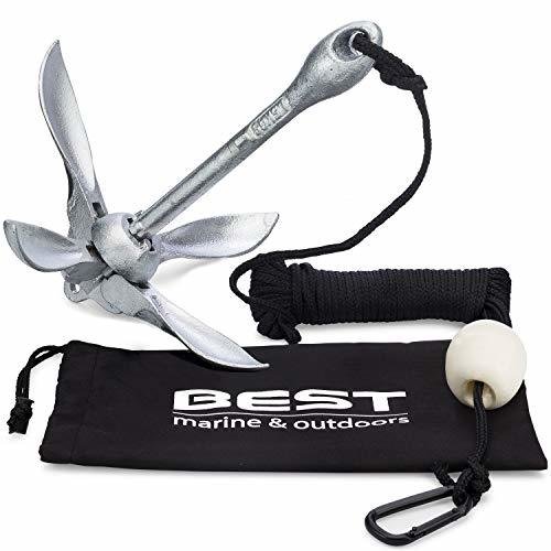 BEST Kayak Anchor Accessories for Canoe, Jet Ski, SUP, Paddle Board &amp; Small Boat | 3.5lb Folding Grapnel Boat Anchor Kit | Kayak Fishing River Anchors | Perfect for Trolley Kits