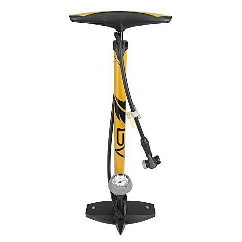 BV Bicycle Ergonomic Bike Floor Pump with Gauge &amp; Smart Valve Head, 160 psi, Automatically Reversible Presta and Schrader