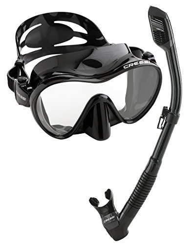 Cressi Scuba Diving Snorkeling Freediving Mask Snorkel Set, All Black