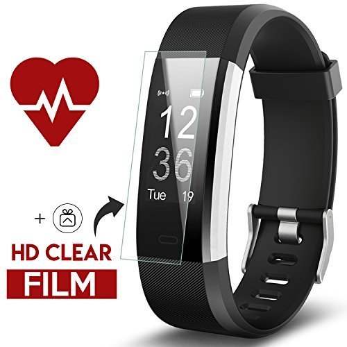 Fitness Tracker, Kinbom Heart Rate Monitor Smart Watch With Sleep Monitor, Step Counter, GPS, Message Notification, Bluetooth 4.0, IP67 Waterproof Activity Tracker for Android＆iOS Smart Phone (Black)