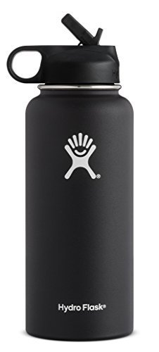 Hydro Flask Vacuum Insulated Stainless Steel Water Bottle Wide Mouth with Straw Lid (Kiwi, 32-Ounce)