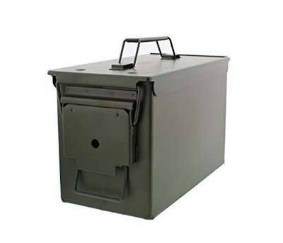 50 Cal Metal Ammo Case Can 1-Pack – Long-Term Shotgun Rifle Nerf Gun Ammo Military Army Solid Steel Holder Storage Box