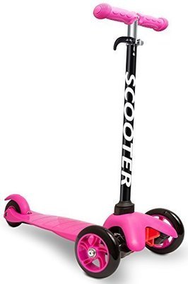 Den Haven Scooter for Kids - Deluxe Aluminum 3 Wheel Glider with Kick n Go, Lean 2 Turn, Step 4 Brake-Pink (Pink)