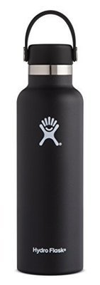 Hydro Flask 24 oz Double Wall Vacuum Insulated Stainless Steel Leak Proof Sports Water Bottle, Standard Mouth with BPA Free Flex Cap, Black