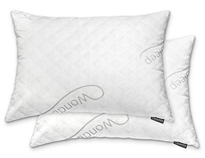 WonderSleep PREMIUM Adjustable Loft [Queen Size 2-Pack] - Shredded Hypoallergenic Memory Foam Pillow For Home &amp; Hotel Collection + Washable Removable Cooling Bamboo Derived Rayon Cover - 2 Pack Queen