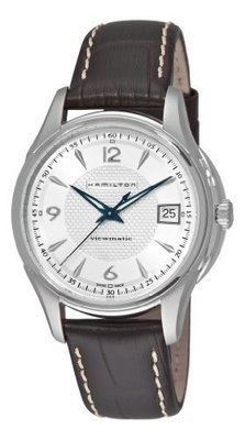 Hamilton Men's H32455557 JazzMaster Viewmatic Silver Dial Brown Strap Watch