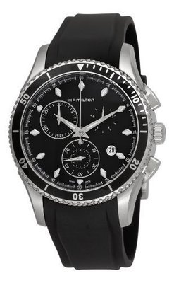 Hamilton Men's H37512331 Jazzmaster Seaview Black Chronograph Dial Watch