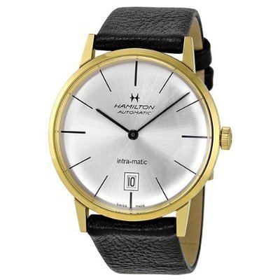 Hamilton Intra-Matic Silver Dial SS Black Leather Auto Men's Watch H38475751