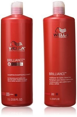 WELLA Brilliance Shampoo &amp; Conditioner Coarse Colored Hair,Liter Duo 33.8 oz