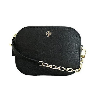 Tory Burch Robinson Round Cross-Body Black Saffiano Leather Gold-Tone Hardware Bag